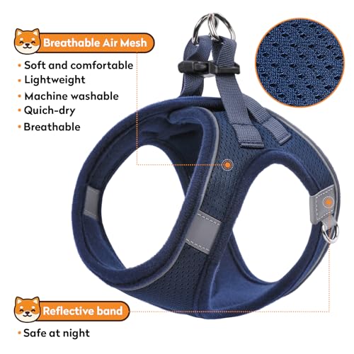 Dog Harness with Leash Set, No-Pull Step-in Reflective Pet Harness with 1 Leash Clips, Adjustable Soft Padded Easy Walk Dog Vest for Small Medium Large Dogs, Cats(Dark Blue,Medium) - Image 5