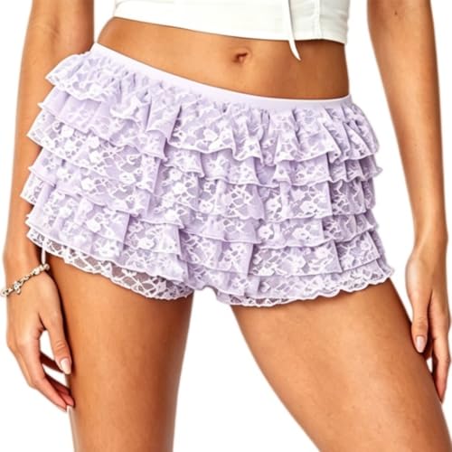 Image of NUFIWI Women Lolita Bloomers Ruffle Shorts Lace Cute Pumpkin Pants Sexy Boyshorts Layered Y2k Mini Shorts Pettipants