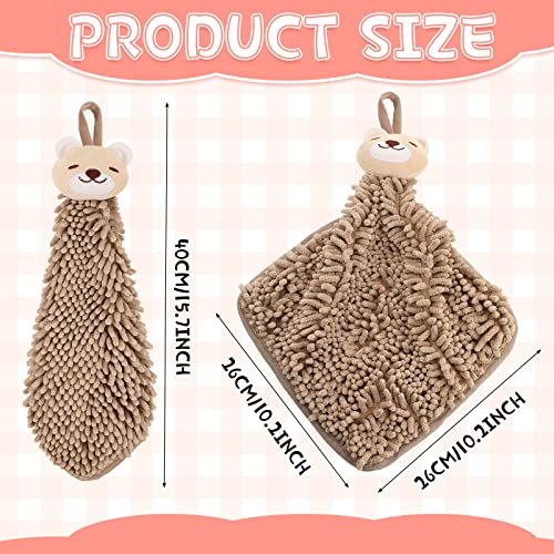 9 Pack Cute Chenille Soft Hanging Hand Towels, Funny Cartoon Animal Hand Towel With Hanging Loop, Kids Hand Towel Set Absorbent Thick Kitchen Bathroom Towels Bulk, 5 Colors #TOP1