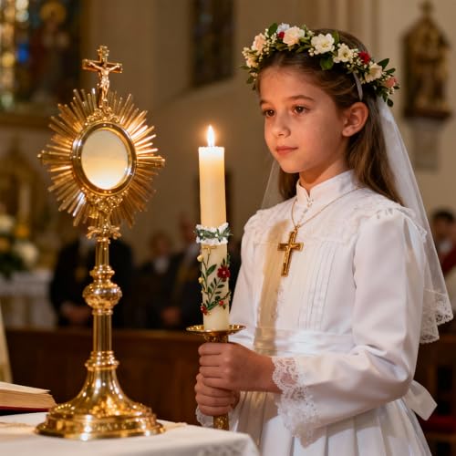 YOKJGHDO 2 Stück Tropfschutz Kommunionkerze, Kommunion Deko Kerzenringe, Tropfenfänger für Kerzen, Erstkommunion Taufe Hochzeiten Zubehör für Kerze Kommunion Taufe Hochzeit