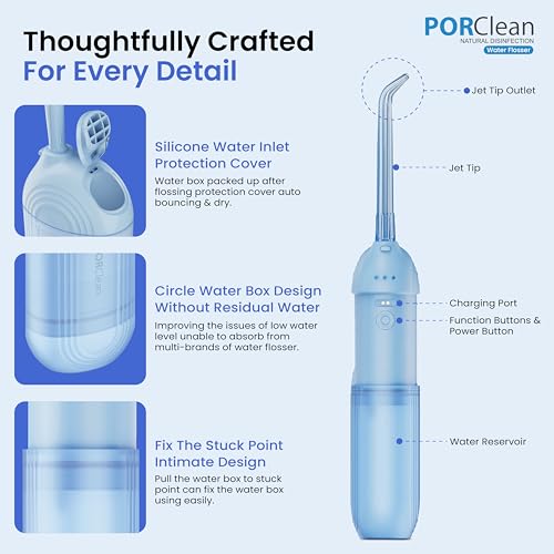 Image of WASH301 Water Flosser for Teeth | 120 PSI Deep Cleaning, 3 Modes with 9 Adjustable Pressure Dental Flosser | Large 180ml Tank, 5 Tips | Oral Irrigator for Braces, Implants & Gum Care Flosser