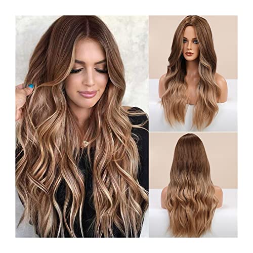 Perruque naturelle brune longue contre les cheveux fins : volume et ondulations