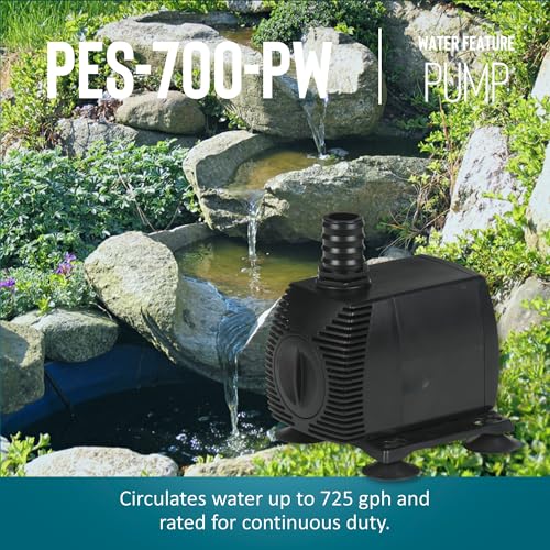 Image of Little Giant PES-700-PW 115-Volt, 725 GPH Magnetic Drive Fountain /Pond Pump with 15-Ft. Cord, Black, 566720