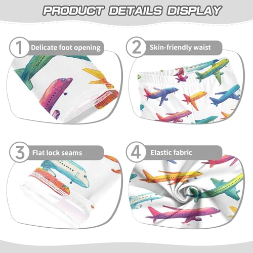 Boccsty Green Pink Yellow Airplanes Girls Leggings Kids Yoga Pants Dance Active Tights 4T3