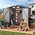 GVDV 6x4 FT Outdoor Metal Storage Shed with Floor, Durable Garden Shed with Updated Frame Structure for Backyard, Patio, Tool Storage, All-Weather Shelter for Bike, Gardening Tools, Equipment, Pet