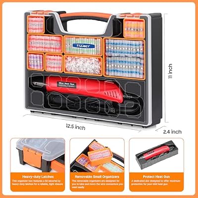 Kuject 1200PCS Solder Seal Wire Connectors Kit with Heat Gun 400C/752F & Organizers, AWG 26-8 Waterproof Heat Shrink Butt Terminals, Solder Stick Connectors for Marine, Automotive and Truck Wiring