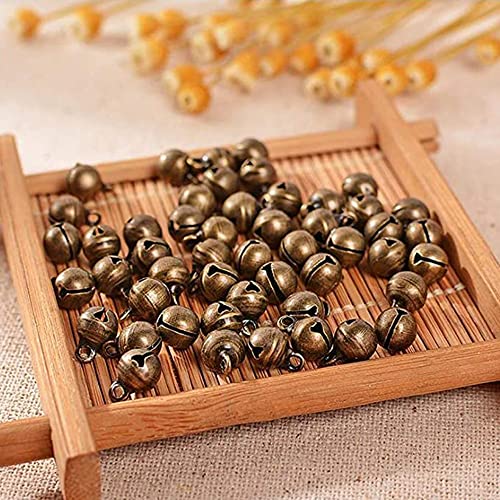 200 Stück Vintage Glöckchen in Bronze,6mm Bronze Glocken Schellen zum Aufhängen für Hunde Türglocke, Töpfchentraining, Windspiel,Geschenkanhänger, Windspiel Weihnachtsglocke Kunsthandwerk