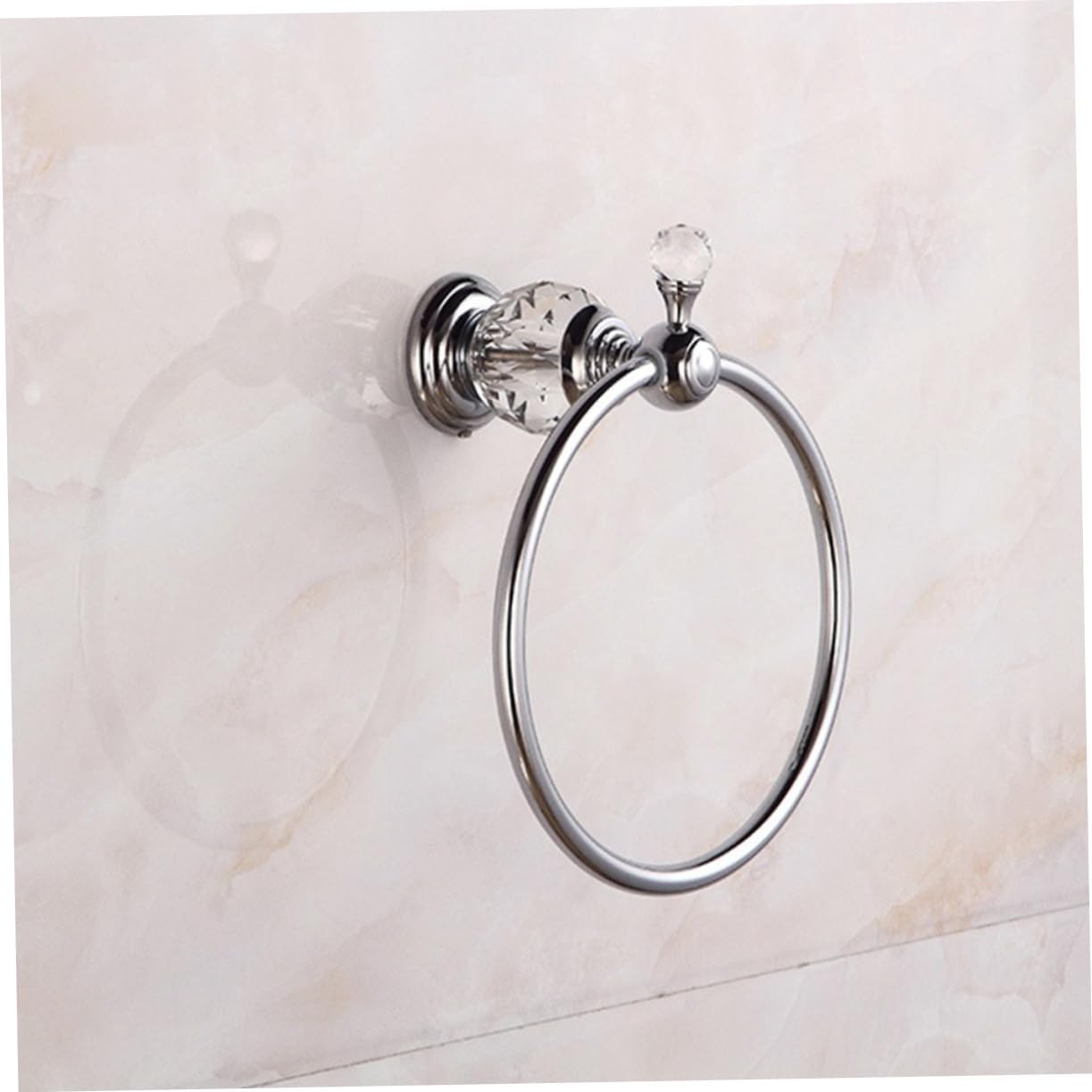 Stainless Steel Towel Ring Wall Mounted Crystal Silver Refined Plating No Water Marks 180° Rotation