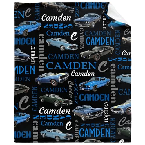 Muscle Car Custom Name Blanket-Personalized Baby Blanket for Girls Boys Car Gift for Infant Newborn Kid Soft Flannel Blanket 60