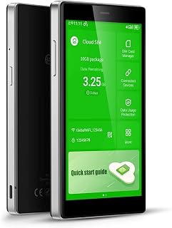 GlocalMe G4 Pro 4G LTE Mobile Hotspot Router, 5 Touch Screen LCD Display Worldwide WiFi Portable High Speed WiFi Hotspot with US 8GB & Global 1GB Data, SIMFREE, Pocket WiFi (Black)