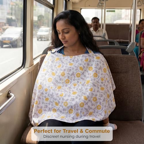 Image of A Baby Cherry - Nursing Cover, Nursing Covers for Feeding Mom, Feeding Cover Breastfeeding Mother, Feeding Cover for mom, Multi-Use, Breathable, 360 Full Privacy (Yellow)