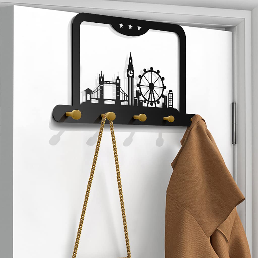 Ganchos de puerta, colgador de gancho sobre la puerta, colgador de gancho sobre la puerta 5 ganchos, perchero de ropa moderno negro, ganchos de puerta resistentes for dormitorios/baño, for colgar abri
