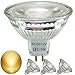 4er Pack,Voll Glas Reflektor MR16 LED warmweiss Lampe,AC/DC 12V,5W(Ersetzt für 35W-50W Halogenlampe),2700K Warmweiß, Glaslampenbecher, GU5.3 LED Strahler Licht Glühbirne,36°Abstrahlwinkel
