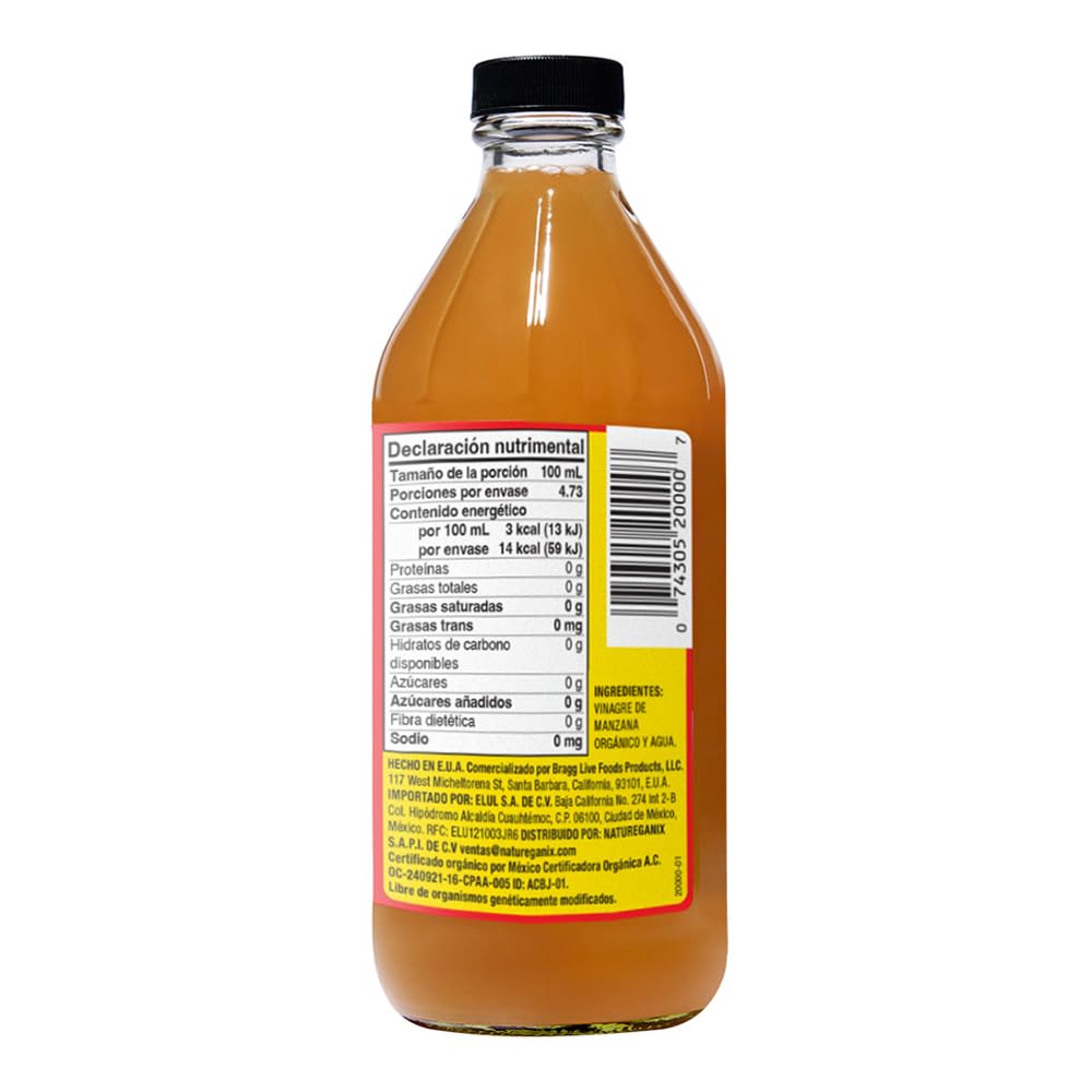 BRAGG, Vinagre de sidra de manzana orgánico, 473 mililitros