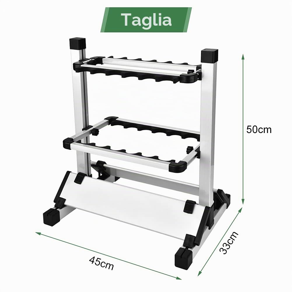 Portacanne da Pesca, Canna da Pesca Supporto Portatile per 12 Canne da Pesca, Espositore da Pesca in Lega di Alluminio, 44.5 x 50 x 32.5cm