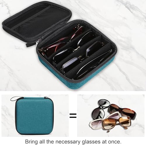 Image of Bukere Travel Sunglasses Organizer Case Adjustable Slot For Multiple Eyeglasses Hard-shell Portable Storage Box for Men Women