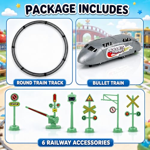 Image of Zest 4 Toyz Bullet Train Toy Set for Kids 180 CM Railway Track Toy Battery Operated Train Toys for Kids Bullet Birthday Gifts for Boys & Girls 3 Years + (Batteries not Included)