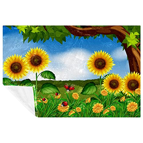 Couverture douce motif tournesols apportant chaleur et réconfort au quotidien