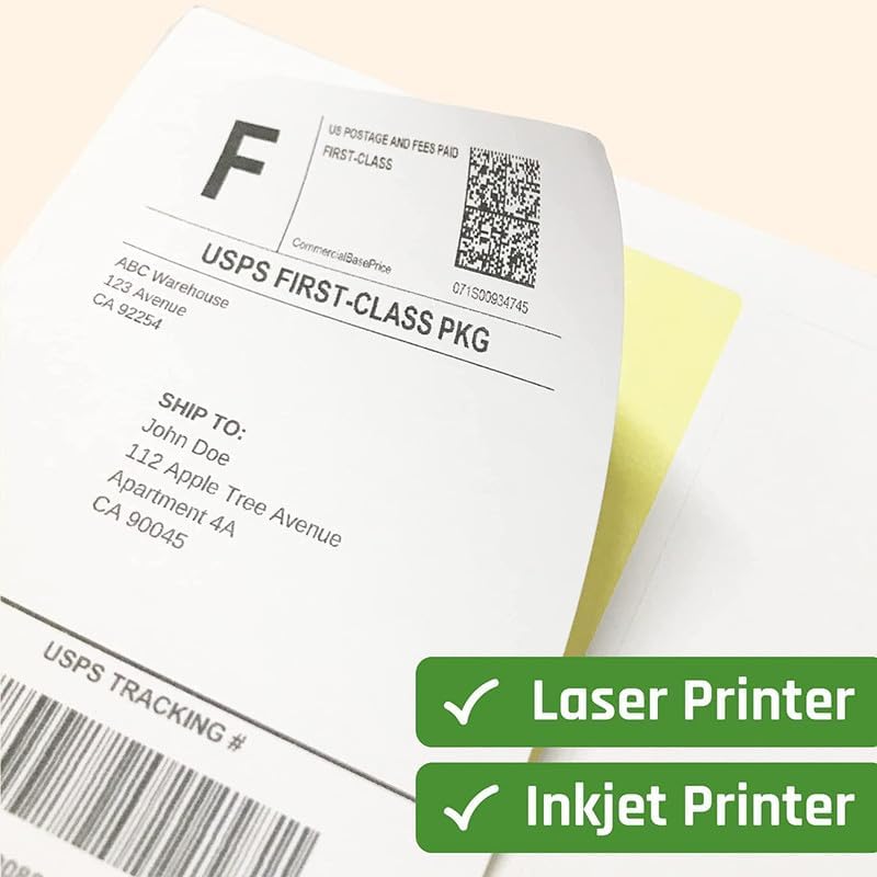 Image of True-Ally Easy Ship Sticky Paper a4 Size Pack of 800 Labels (200Sheets) Print Order Shipping Address Pre-Cut Labels Invoices Stickers (4 Labels in 1 Sheet) (A4ST4-200 Sheets)