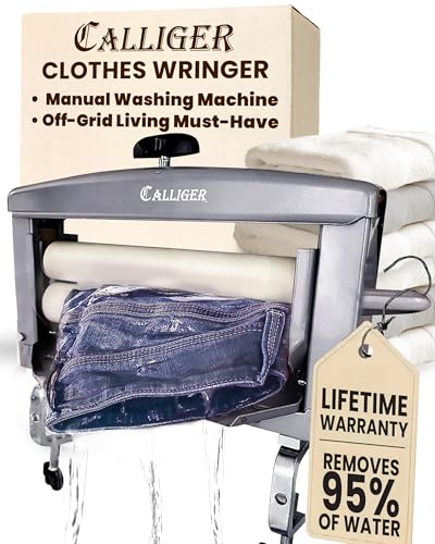Northwood Calliger Gray Clothes Wringer - Better Moisture Removal Manual Clothes Washer Than Portable Washing Machine/Portable Dryer - Heavy Duty Off Grid Washing Machine Laundry Wringer