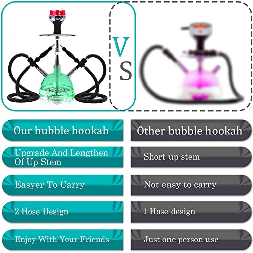 Hookah Hookah Set 2 Hose Hookahs With Cleaning Brush Modern Acrylic Bubble Hookah Shisha Hooka 【Qiqici】My First Travel Hookah Accessories With Led Remote Control +Coal Tongs+ Hose For Narguile Smoking（Bubble Set） #TOP3