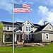 VINGLI 25FT Telescopic Upgraded Aluminum Flagpole,Upgarded Thick Tube Halyard Flag Pole Durable Kit Free 27~33mph 3'x5' USA American Flag Fly 2 Flags, for Outdoor Residential Garden Gazebo