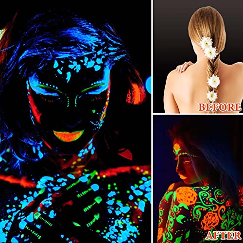 6 Pcs Glow in the Dark Face Body Paint,Blacklight Neon Face & Body Paints,Easily Cleanable Paint Set Neon Makeup Glow in the Dark Party Supplies