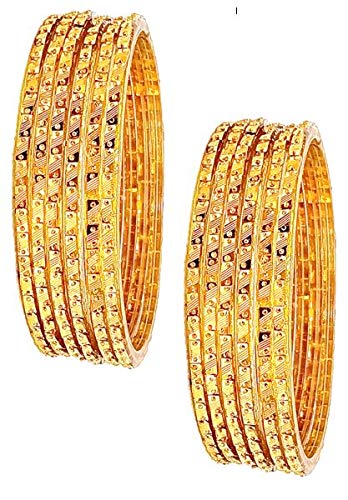 Oneness (2.12 Extra Large Size) Golden Colour Plain Texture Design Glass Bangles/Chudiyan Set For Women And Girls - (Set Of 12 Bangles)_Plain Texture_2.12 (B08K96JN14) Amazon Price History, Amazon Price Tracker