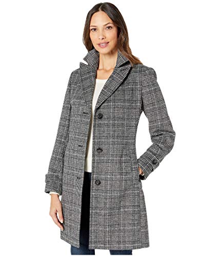 Vince Camuto Single Breasted Wool Coat V29723A Multi Plaid MD (US 8-10)
