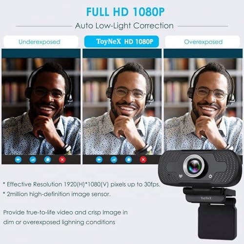 Image of HD 1080P Webcam Autofocus Web Camera Desktop with Mic, USB Webcam for Web-cast Conference Cam for PC Laptop Computer Online Meeting.(Black)