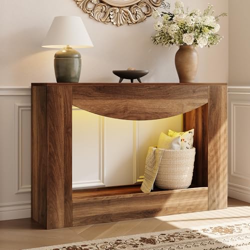 knoworld Farmhouse Console Table, 47 Inches Entryway Console Table with LED Light, Sofa Table Behind...
