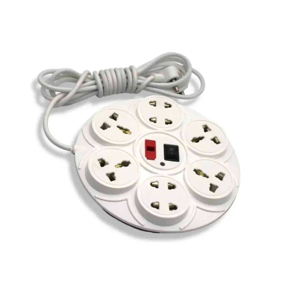 V3Deals Extension Board Round 8+1 with 230 cm Wire Length 3 pin top with Master Switch | Multipurpose use Office & Home Appliances (White) Pack of 1-image-40