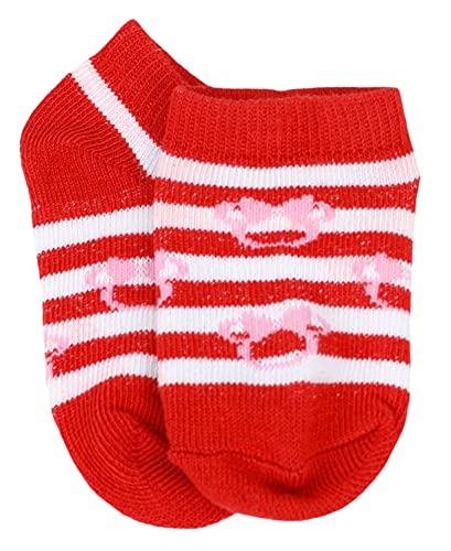 Disney Girl's Minnie Mouse 5 Pack No Show Socks (X-Small, Red)4