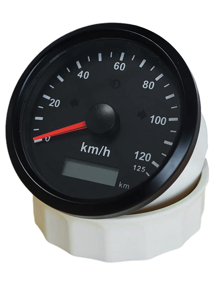 Compteur de vitesse GPS universel 0-125 km/h Compteur kilométrique Kilométrage 85 mm (3 3/8 pouces) avec rétroéclairage 9-32V
