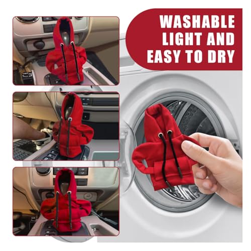 image for JOYCOURT 2PCS Car Gear Shift Cover, Fashionable Hoodie Car Shift Knob,