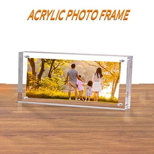 Sezanrpt 2X6 Acrylic Pictures Frames, Transparent 2 Sided Ticket Frame Postcard Frame, Tabletop Small Tiny Acrylic Magnetic Picture Frames For Family, 12 + 12Mm Thickness… #TOP3