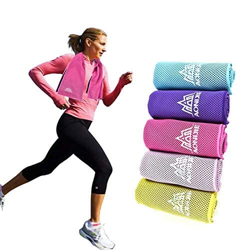 UBERSWEET® Porta Swimming Quick-Drying Running Travel Gym Towels Cold Feeling Sports Cooling Towels Micro 30X100CM : Rose red