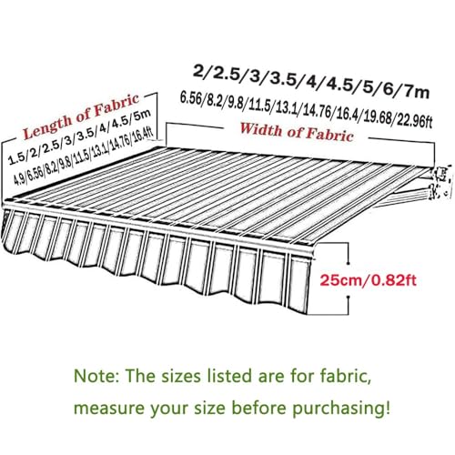 Toile de rechange pour auvent rétractable 4.5x3.5m gris en polyester - 8