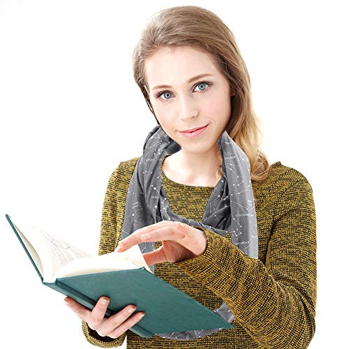 Scarf Travel Scarf with Secret Zipper Pocket, Mysterious Romantic Pattern for Men Women(Grey)2