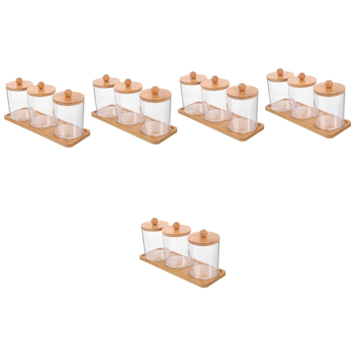 PRETYZOOM 5 Juegos De Caja De Almacenamiento De Maquillaje Aparadores Bolas De Algodón Taburete De Tocador Frascos De Hisopos De Algodón Soporte Para Hisopos De Soporte Para