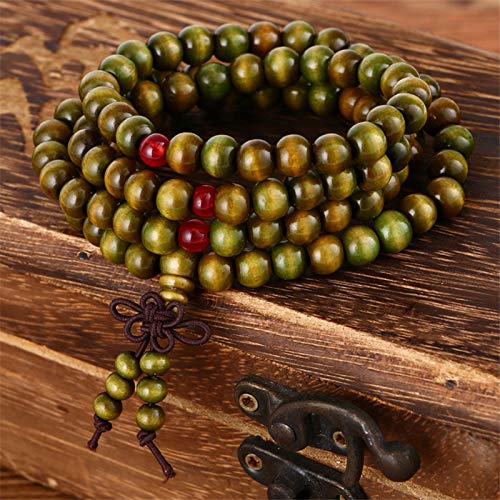 Pulsera clásica de sándalo Natural de 108 Cuentas de 8mm, Pulsera de Yoga con Cuentas de oración de Madera de Buda Budista para Hombres, Collar Unisex de Mala