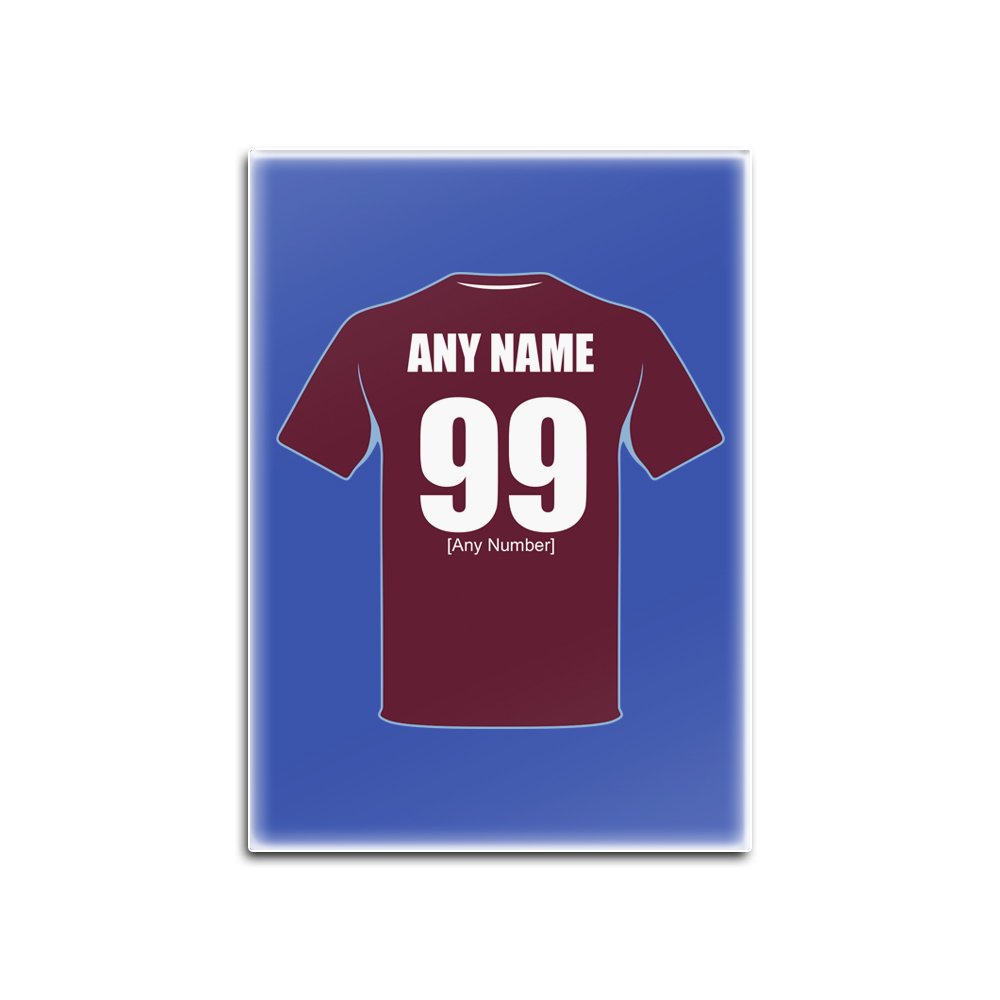 Personalised Gift - West Ham Glass Fridge Magnet (Football Club Design Theme, Colour Options) - Any Name/Message on Your Unique - The WestHam Irons Hammers Academy of Football — image 1