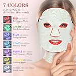 Led Face Mask Light Therapy,Red Light Therapy for Face and Neck,7 Colors LED Facial Skin Care Mask,5 Level Brightness Adjustment,309 LED Beads Can Be Used at Home,White Green - Image 3