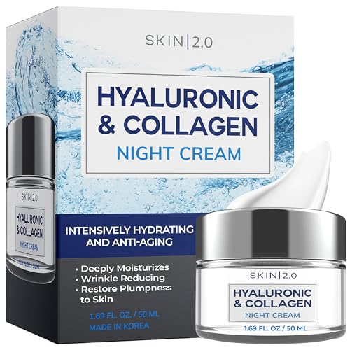 Skin 2.0 Korean Hyaluronic Acid & Collagen Face Moisturizer - Dermatologist Tested, Ultra Hydrating, Anti-Aging, Clean Beauty, Cruelty-Free Korean Skincare for All Skin Types - 1.69 Fl oz