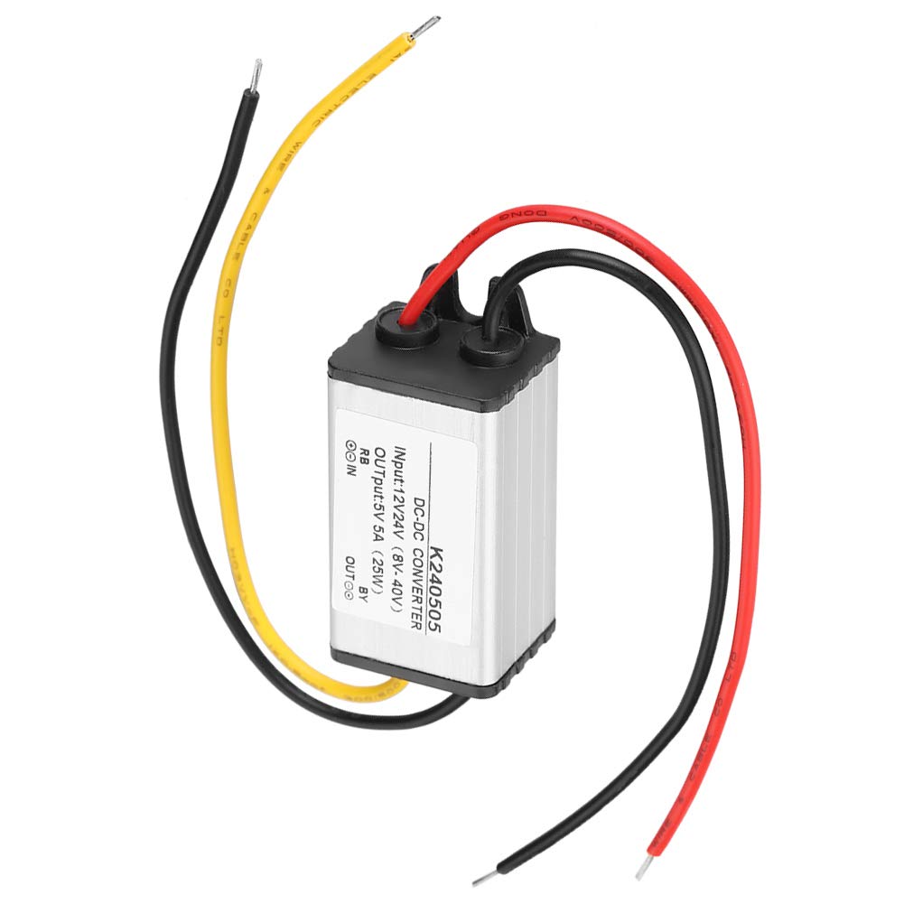 Jadeshay Konwerter prądu stałego, konwerter prądu stałego 12 V/24 V na 5 V, zasilacz 5 A, zmieniacz napięcia konwertera mocy samochodowej, moduł zasilacza regulatora napięcia wysokowydajnego