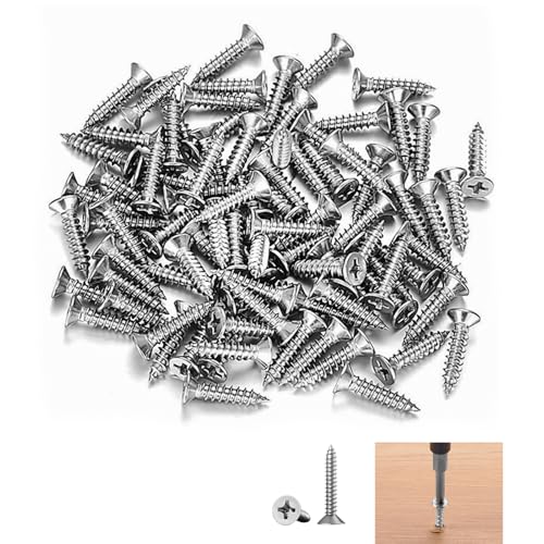 Image of 50 Pcs M4 Self Tapping Screws, M4 x 20mm 304 Stainless Steel Screws Self Tapping, Phillips Flat Head Wood Countersunk, Corrosion Resistant Fasteners for DIY Woodworking Drywall Furniture