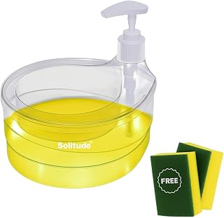 Solitude Double-Layer Soap Dispenser with 2 Sponges, Liquid Holder & Dispenser Pump with Sponge Holder for Kitchen Sink & ... Price In India