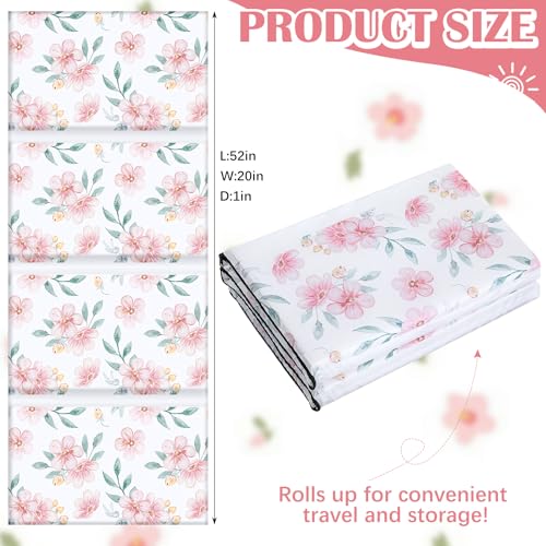 Image of Shellwei Vinyl Nap Mat Kid Preschool Daycare Sleep Mat,Flower | 1 inch Thickness, 45 inch x 19 inch x 1 inch, 4-section Softness Rest Mat, Suitable for Daycare Travel, and Home, Easy to Clean