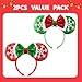 JOYIN 2 Pcs LED Christmas Headbands Mouse Ears Headbands, Lightup Red & Green Xmas Themed Ears Headwear with Glitters, Christmas Hair Accessories for Adult Women Girl Kids Party Favor Cosplay Stage