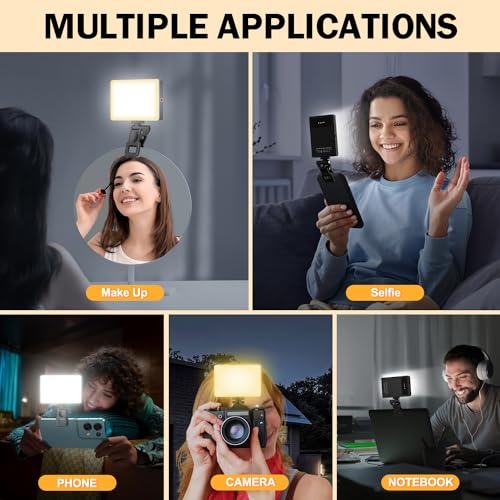Singwil 120 LED Selfie Light for iPhone, Portable Phone Light with Clip & Camera Tripod Adapter - 5000mAh Rechargeable, 3 Lighting Modes, CRI 97+ for Video Recording, TikTok, Tripod Mount Rings by Singwil - Image 2